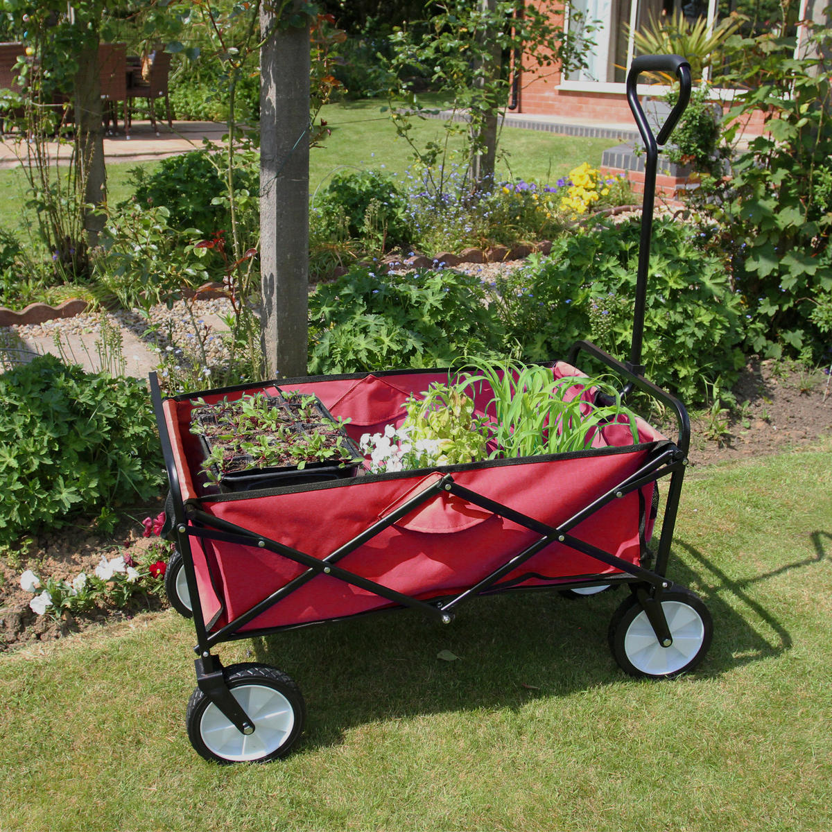 GARTENWAGEN Faltbar Rot - Rot, Metall (53/113/98cm) - Monstershop