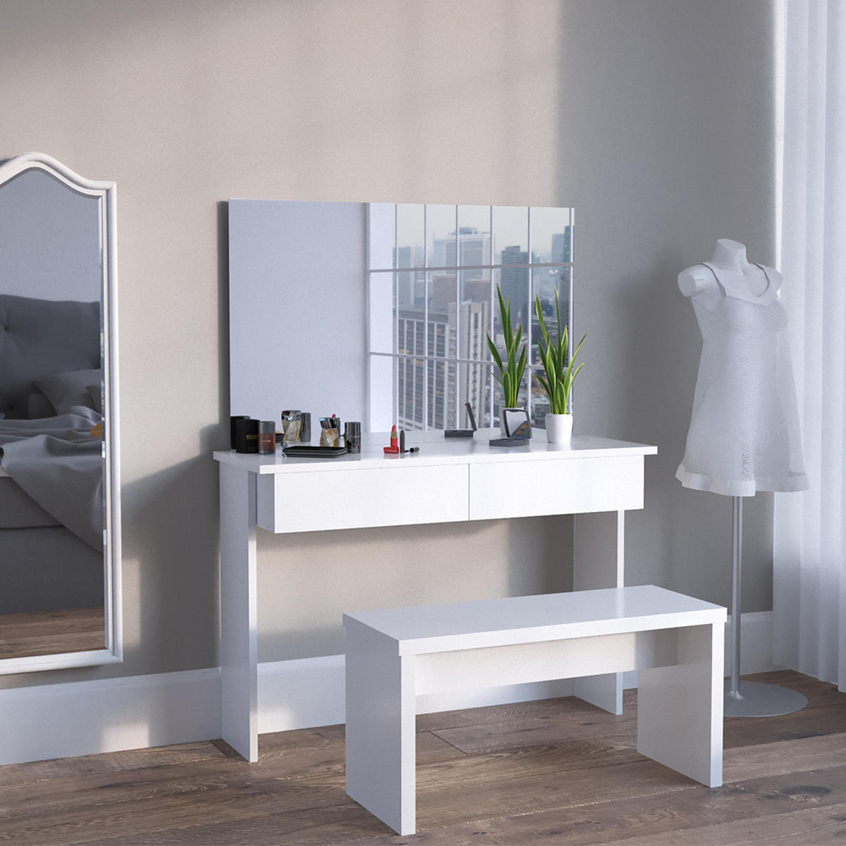 SCHMINKTISCH Azur Weiß 120 cm ohne Spiegel - Weiß, Holzwerkstoff (40/120/83cm) - Vicco