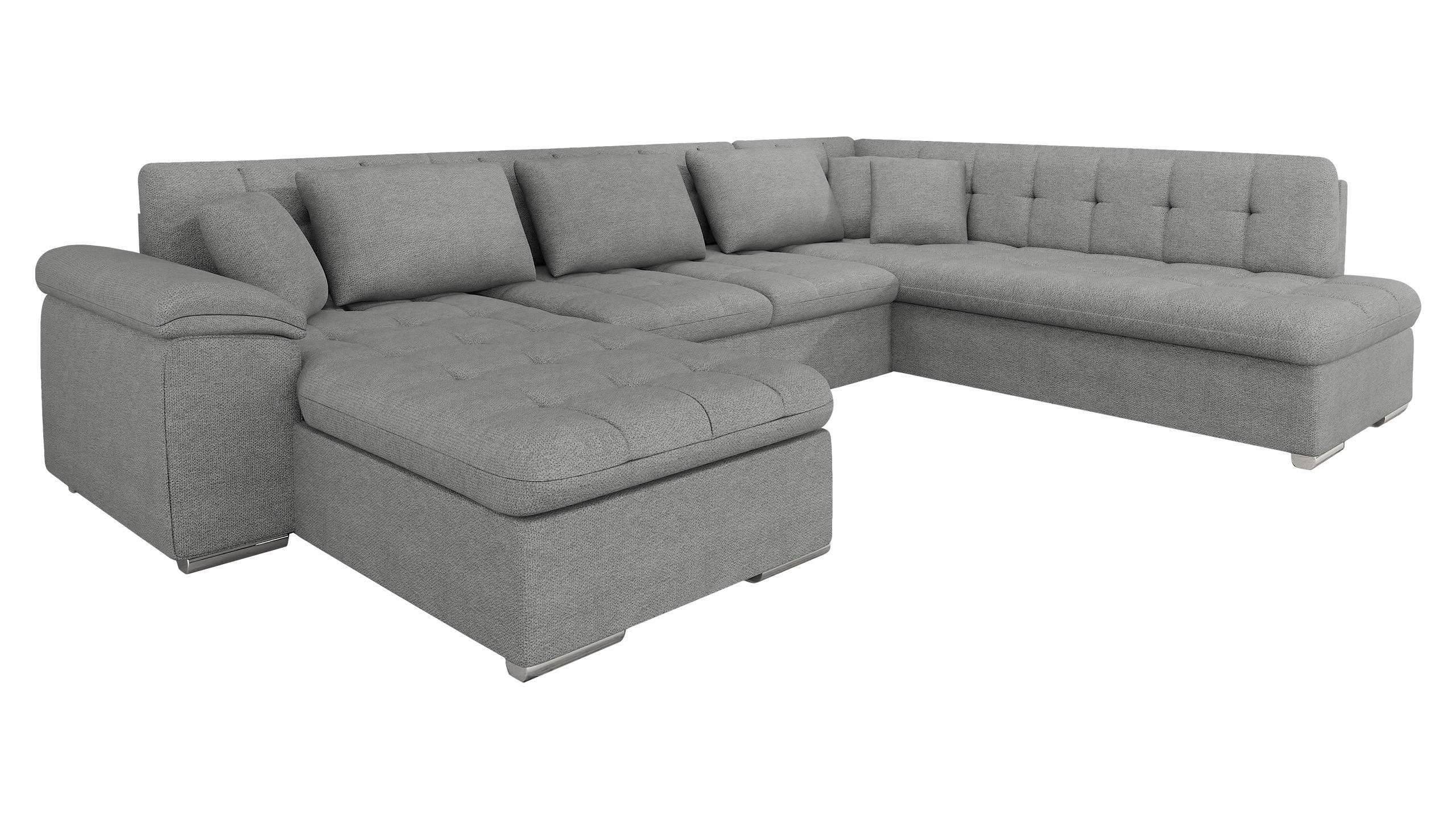 WOHNLANDSCHAFT Niko Bis, Seite: Links - Alufarben, Holz/Textil (348/76/205cm) - MIRJAN24
