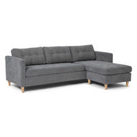 ECKSOFA Samt grau - Grau, Textil (219/151cm) - ebuy24