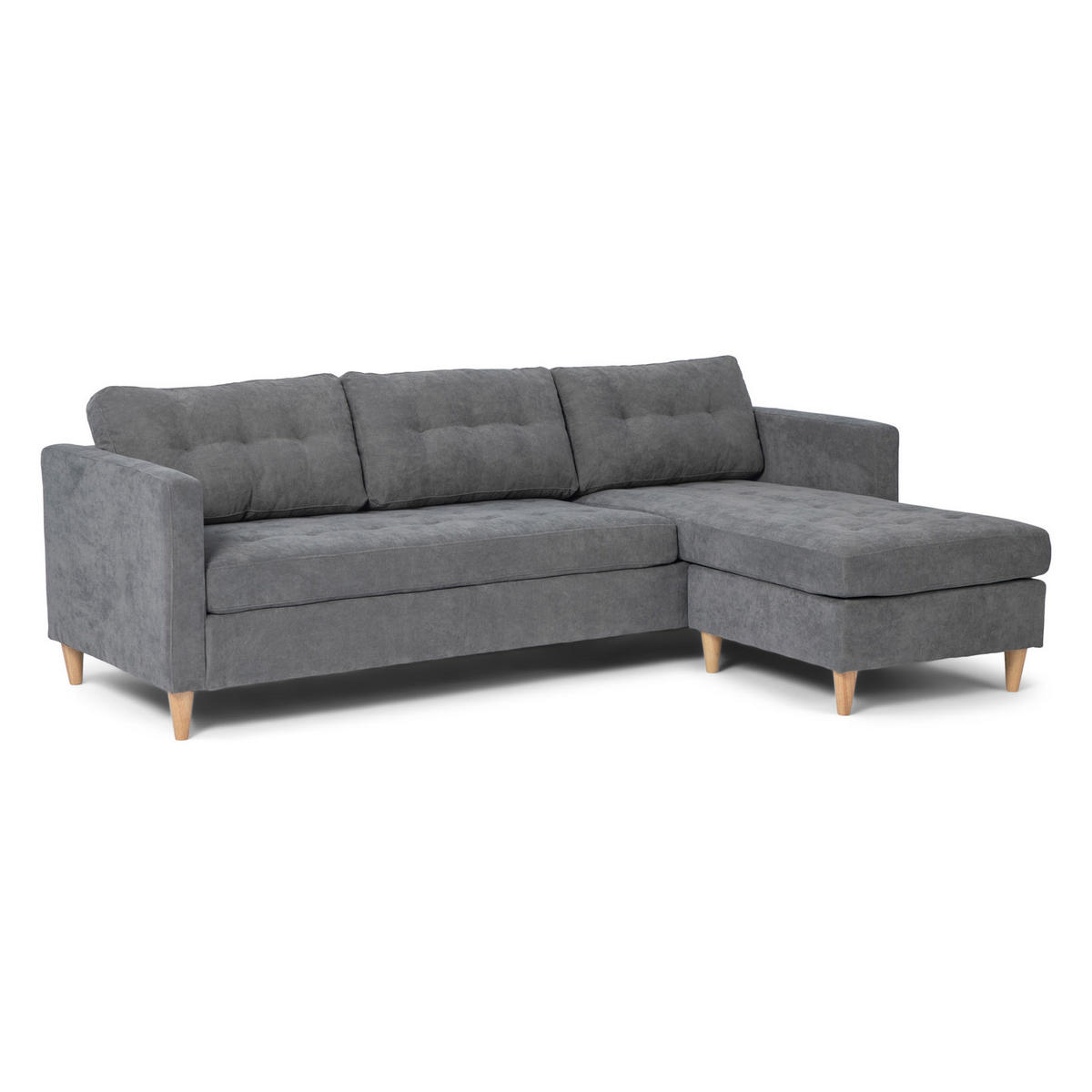 ECKSOFA Samt grau - Grau, Textil (219/151cm) - ebuy24