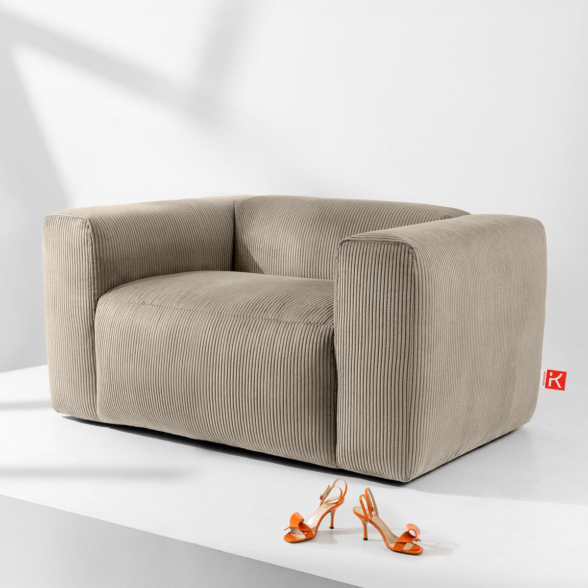 SESSEL BUFFO , Beige - Beige, Textil (130/73/96cm) - KONSIMO®