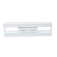 TV-SCHRANK 152/35/40 cm Weiß Hochglanz mit LED und 2 Schubladen - Weiß, Holzwerkstoff (152/40/35cm) - Oxeza