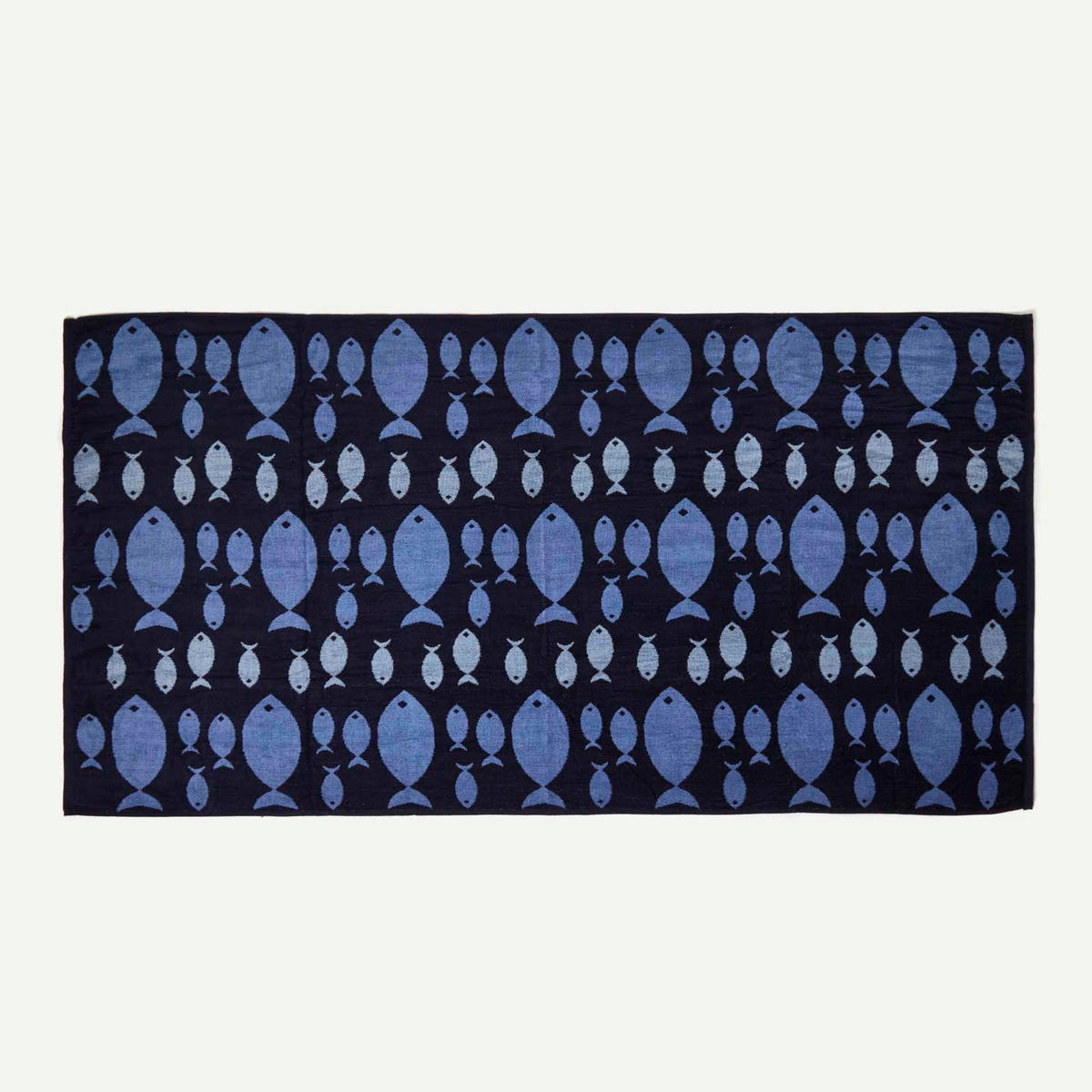 STRANDLAKEN Fische blau 90/180 cm - Dunkelblau, Textil (90/180cm) - Homescapes