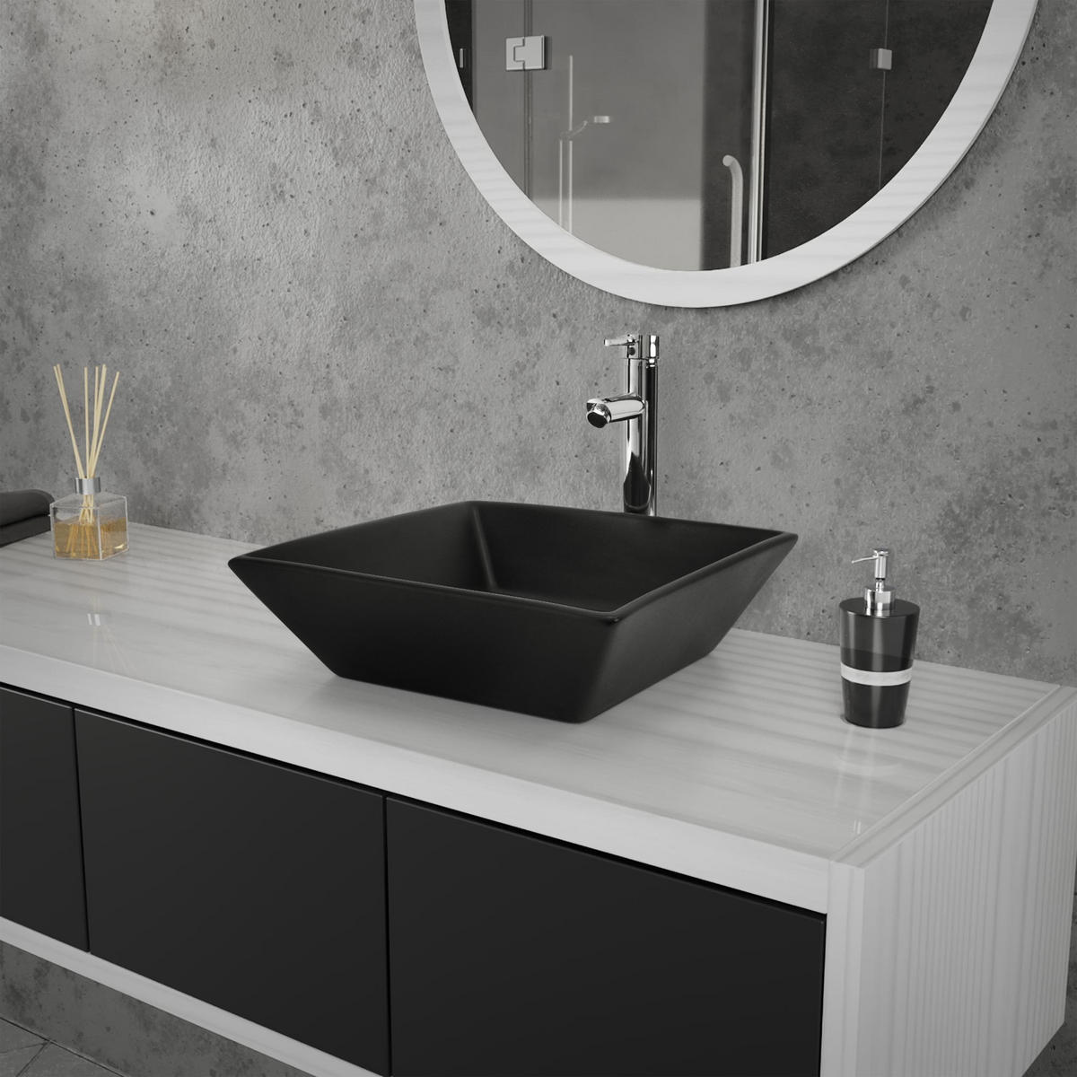 WASCHBECKEN - Schwarz, Keramik (41/12/41cm) - ML-DESIGN