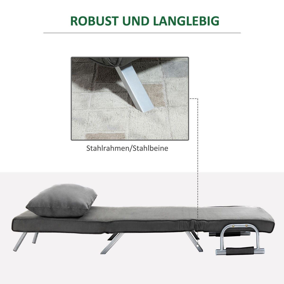 SCHLAFSESSEL, Kunstleder, Metall, Grau - Grau, Kunststoff (69/80/65cm) - HOMCOM