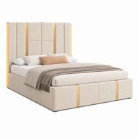 POLSTERBETT mit Stauraum, LED und Matratze 90x200 cm Beige - Beige, Metall (90/200cm) - Meubliv