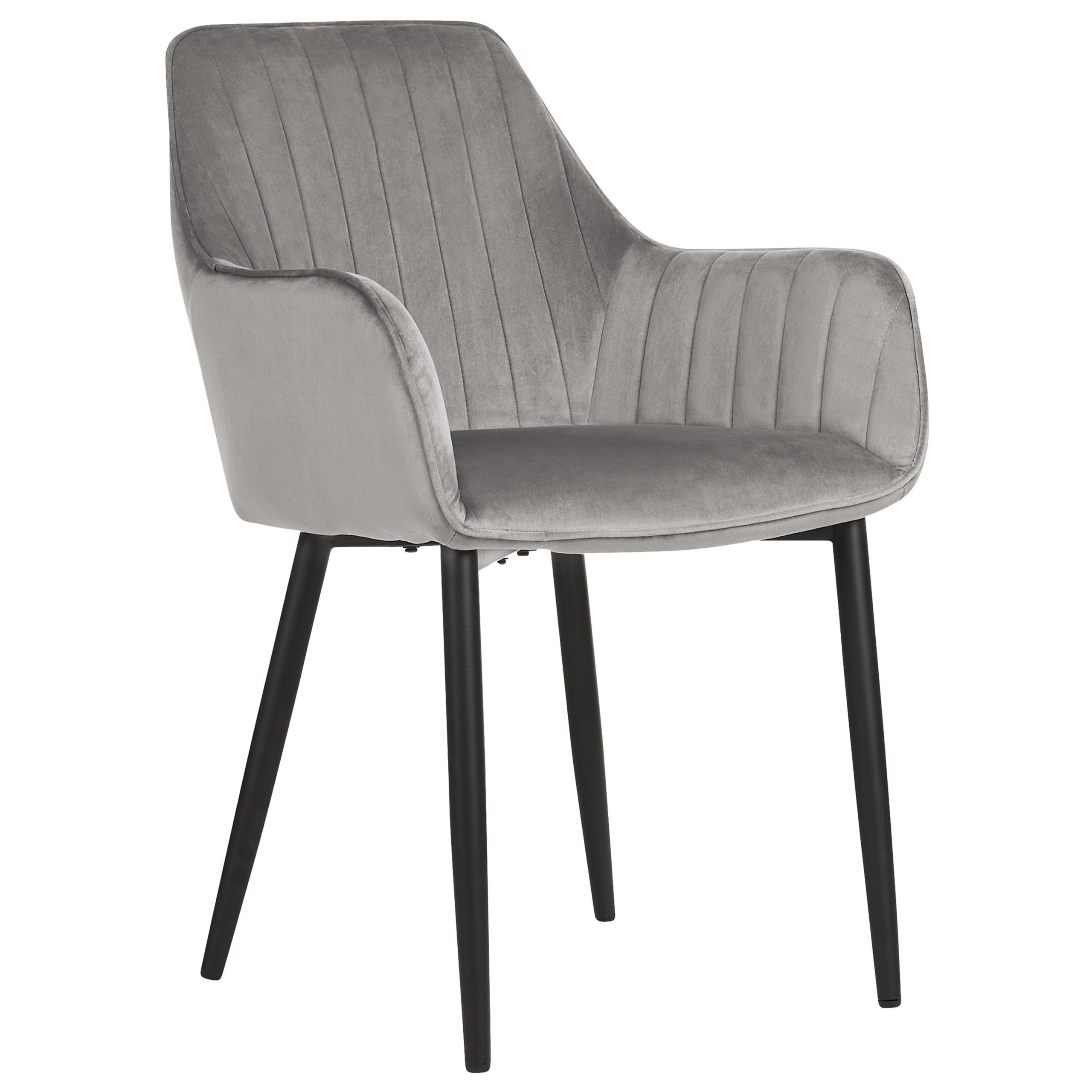 STUHL 2er-Set Samtstoff dunkelgrau Wellston - Schwarz/Grau, Textil (60/84/61cm) - Beliani