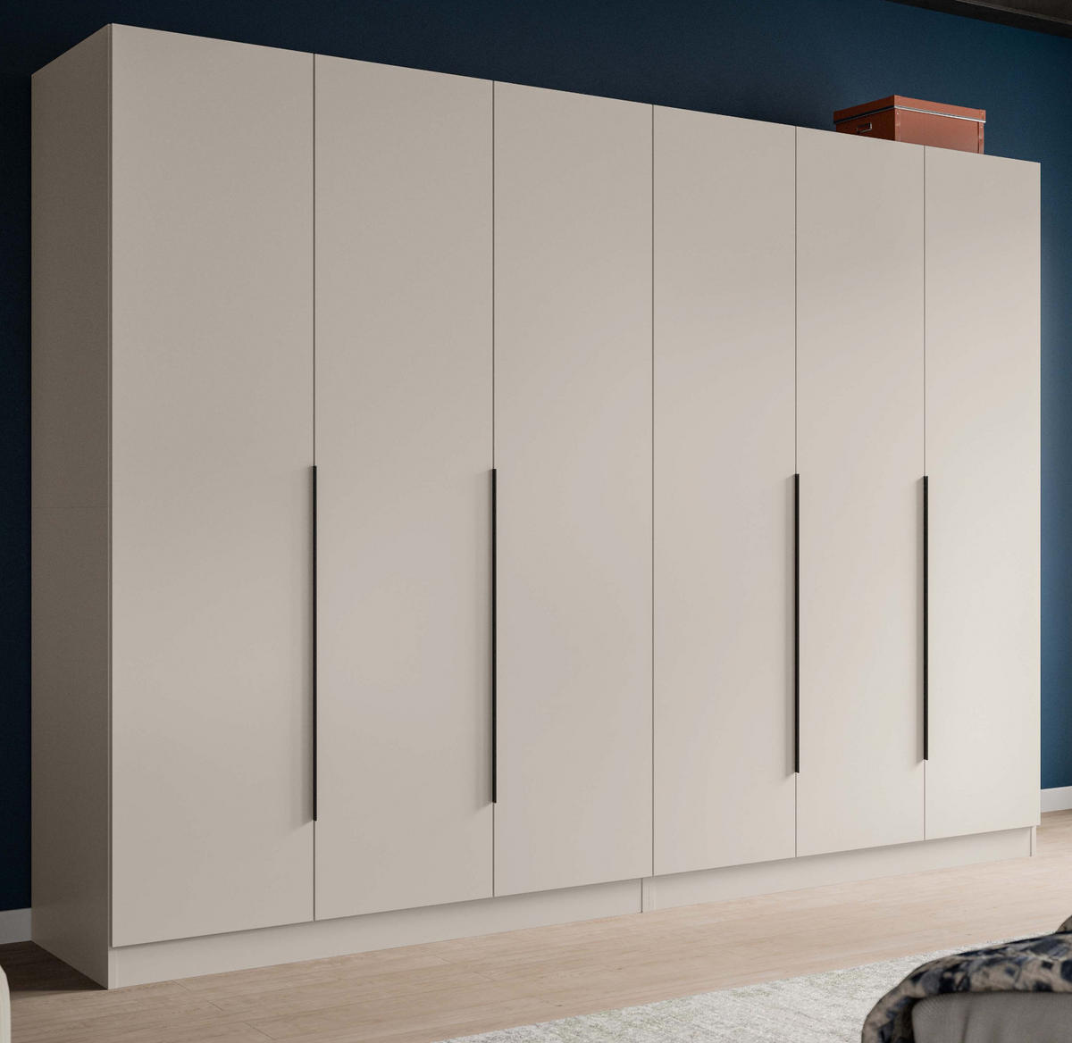 KLEIDERSCHRANK kaschmir 240 x 181 cm, Drehtürenschrank 6-türig - Kaschmir/Schwarz, Holzwerkstoff/Kunststoff (240/181/52cm) - Inn.Furn