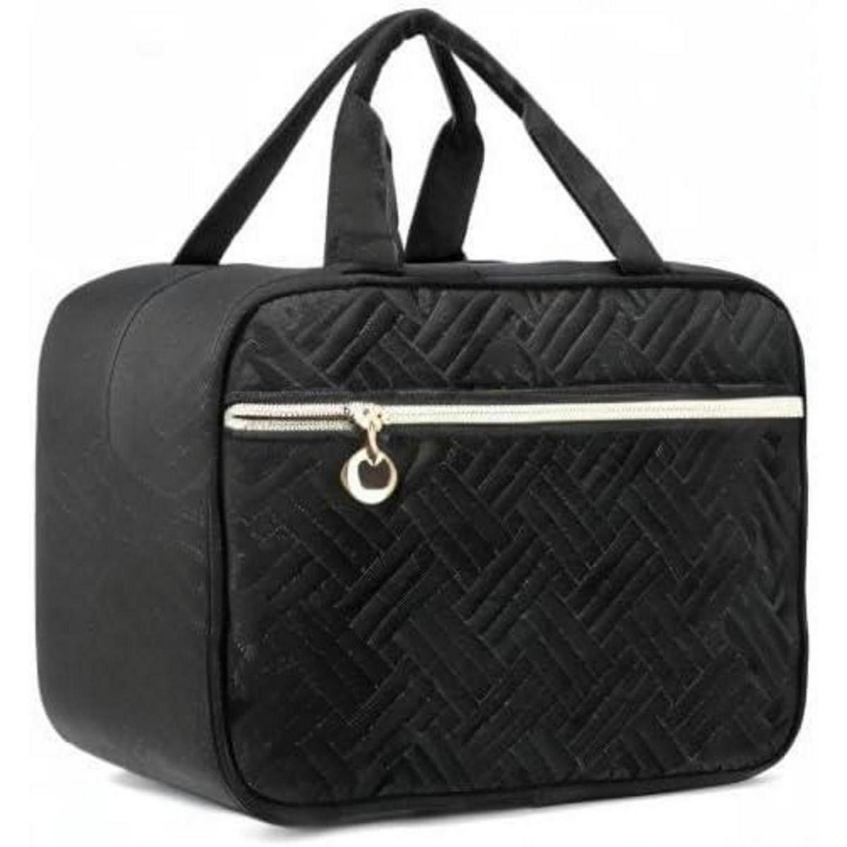 KULTURTASCHE Damen Schwarz mit Haken 28 cm - Schwarz, Textil (20/11/28cm)