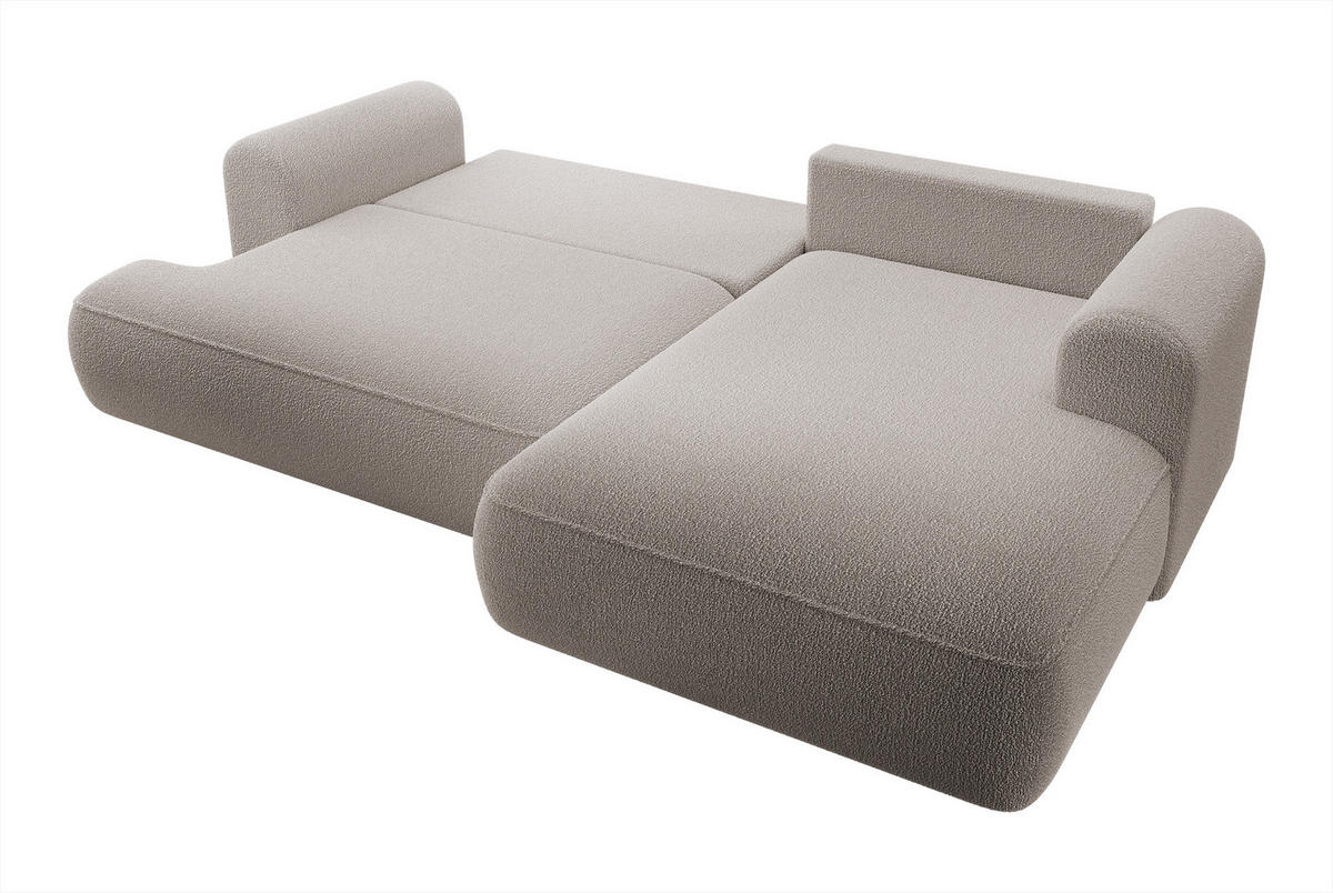 ECKSOFA Ovo Dunkelbeige Boucle - Schwarz/Mokka, Kunststoff/Textil (260/165cm) - Selsey
