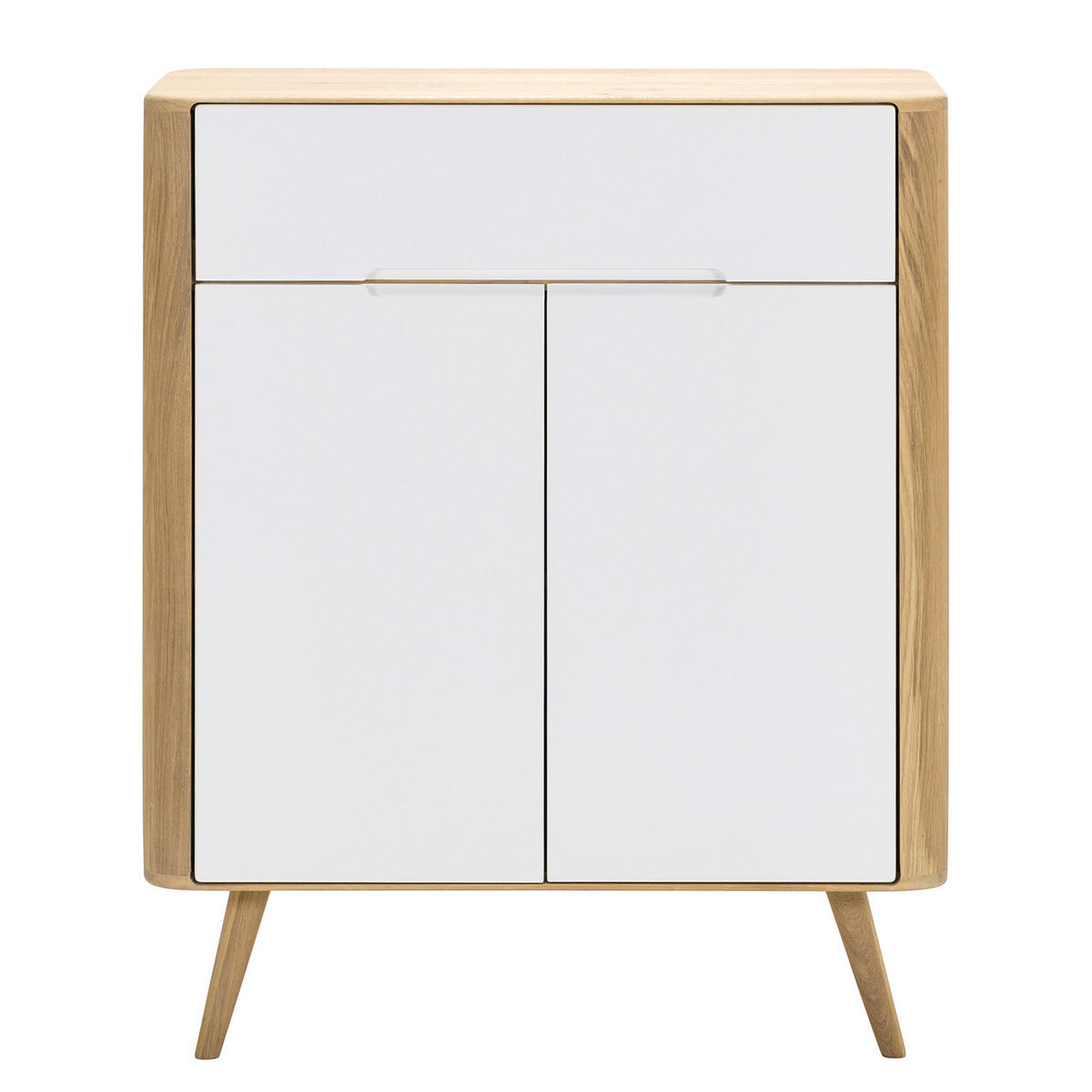 KOMMODE - Wildeiche teilmassiv, Weiß / Eiche - Weiß, Holzwerkstoff (90/110/42cm) - home24