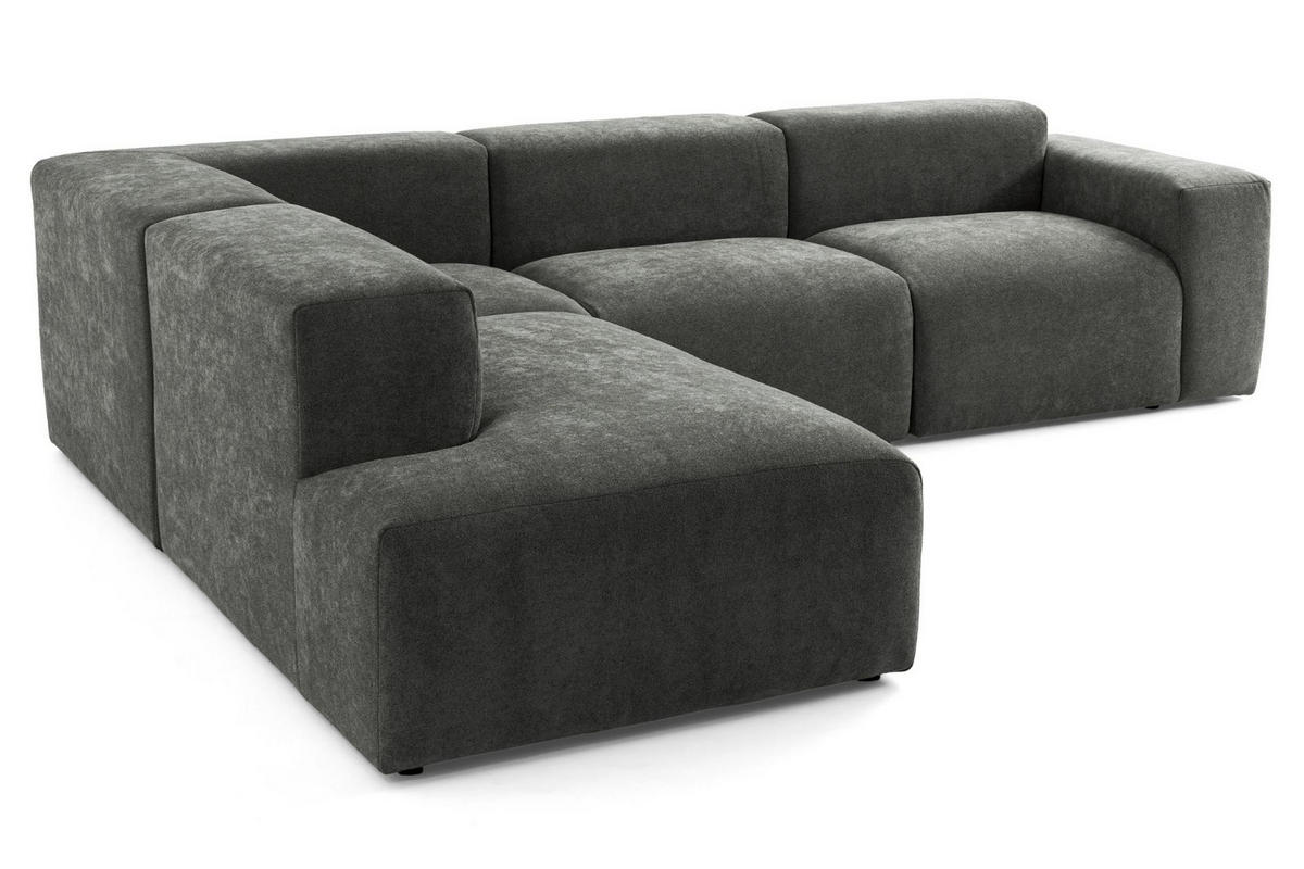 4-SITZER modulares Ecksofa HEAVEN SET 2 Links, Breite 300 cm Webstoff Dunkelgrau - Dunkelgrau/Schwarz, Holz/Kunststoff (300/245cm) - Muffo