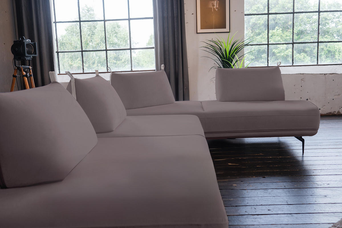 ECKSOFA CANE Violett Webstoff - Violett/Lila, Textil/Metall (310/210cm) - KAWOLA