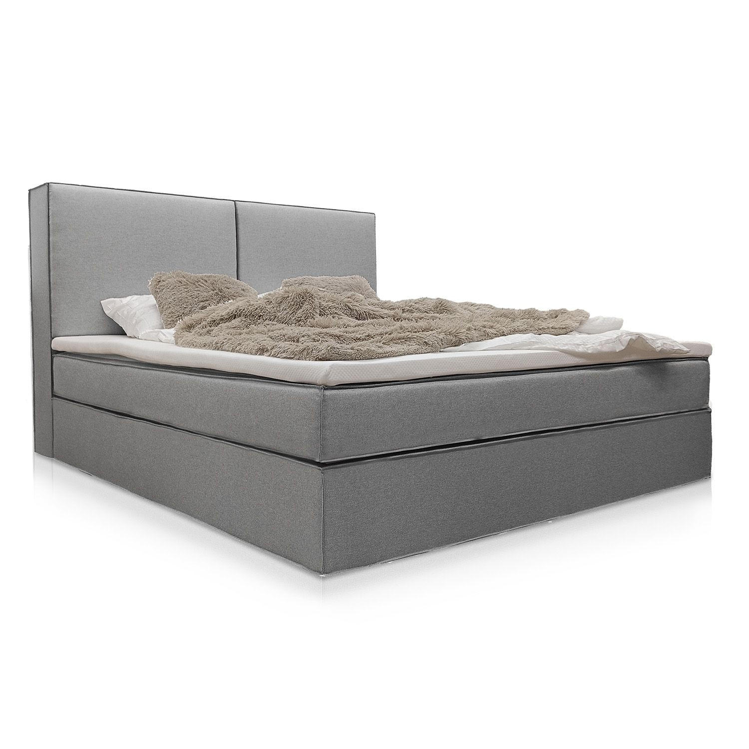 BOXBETT Detroit 180x200 cm Stoff Grau - Grau, Textil (180/200cm) - Juskys