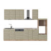 KÜCHENZEILE Fame-Line Eiche Paneel/Goldkraft Eiche 300 cm mit Hochschrank, AP Marmor - Hellbraun/Eiche Wotan, Holzwerkstoff (300/81.6/60cm) - Vicco
