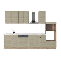 KÜCHENZEILE Fame-Line Eiche Paneel/Goldkraft Eiche 300 cm mit Hochschrank, AP Marmor - Honigeiche/Hellbraun, Holzwerkstoff (300/81.6/60cm) - Vicco