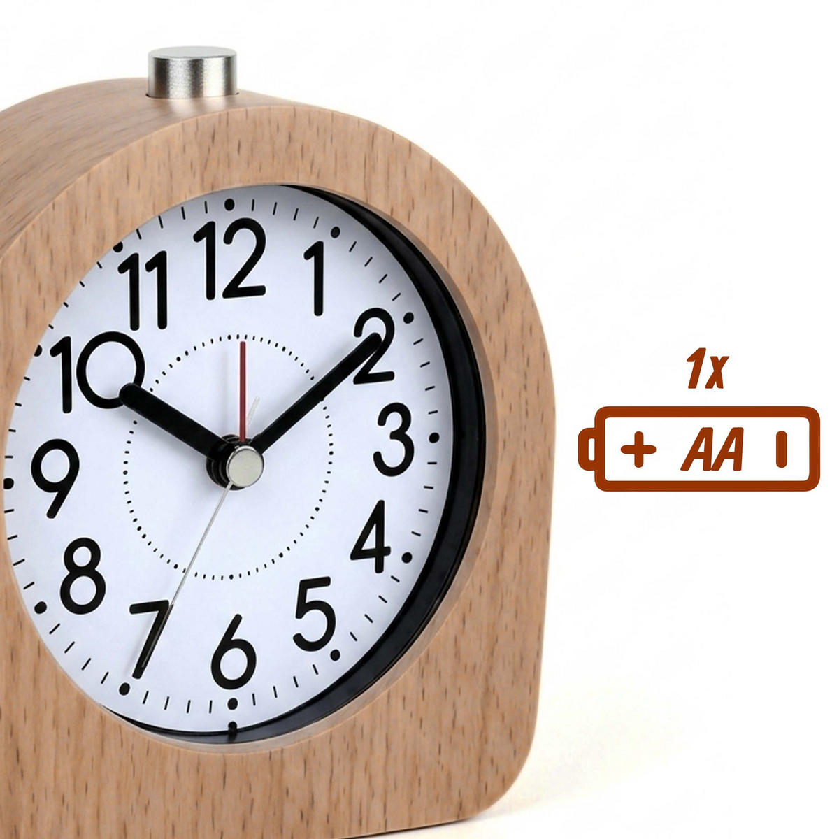 WECKER Hellbraun Buchenholz mit Licht - Hellbraun, Glas/Holz (10/10/4.5cm) - Relaxdays