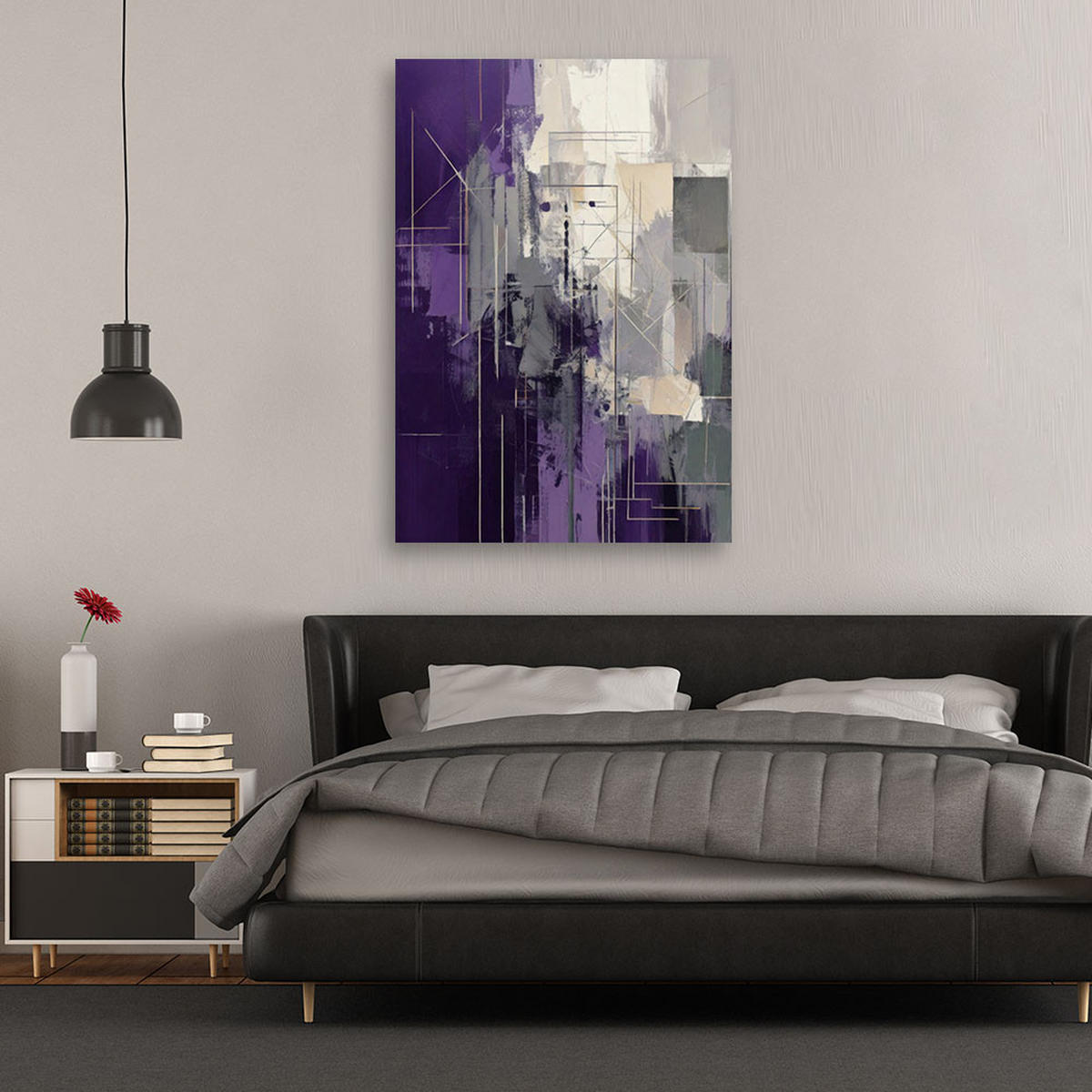 LEINWANDBILD Abstraktion 80x120cm - Lila, Textil (80/120cm) - Feeby