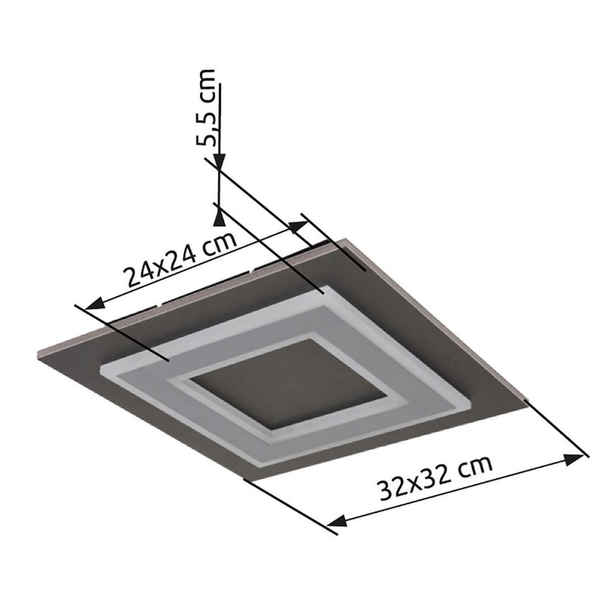 LED DECKENLEUCHTE JAYDEN Anthrazit - Anthrazit, Metall (32/32/5.5cm) - Globo Lighting
