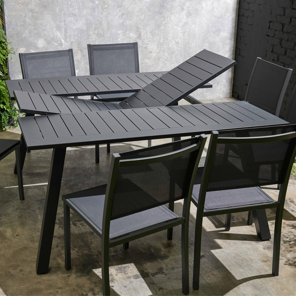 GARTENSET 8-Sitzer, Grau - Grau, Metall - Oviala