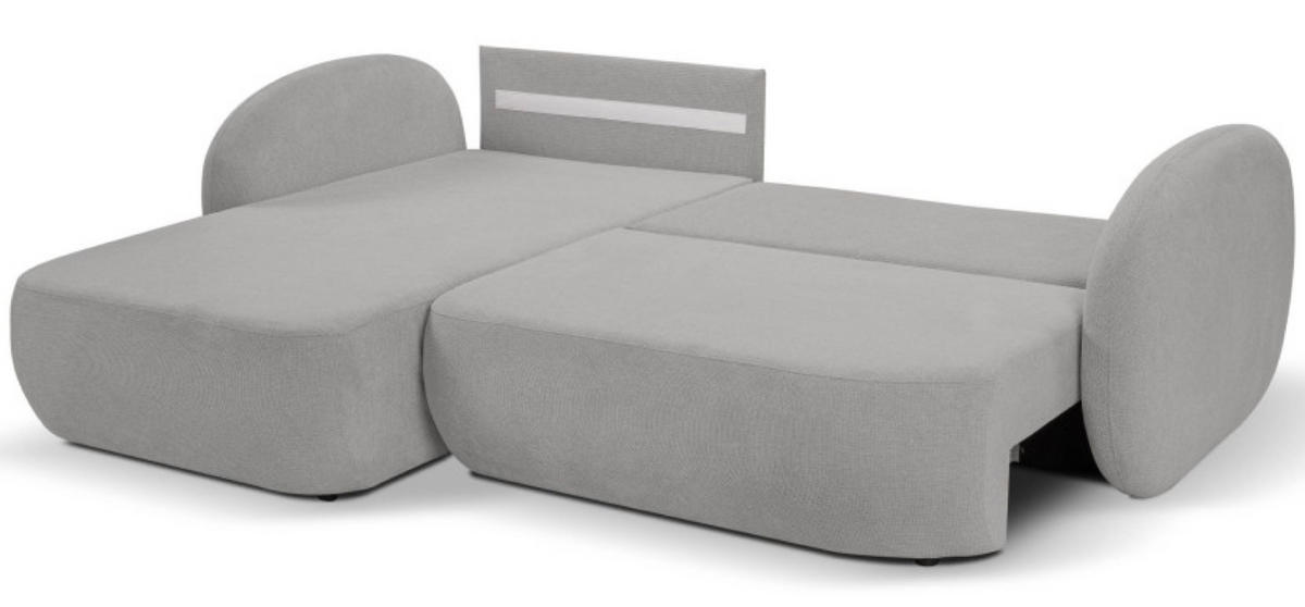 ECKSOFA Hellgrau OLIVIO Ausziehbar Links Mit Schlaffunktion - Hellgrau/Grau, Textil (248/174cm) - Sepro Meble