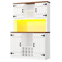BUFFET DE-38491 120/40/180 cm mit Scheunentor-Design und LED Weiß - Weiß, Holzwerkstoff (120/180/40cm) - ComfortXL