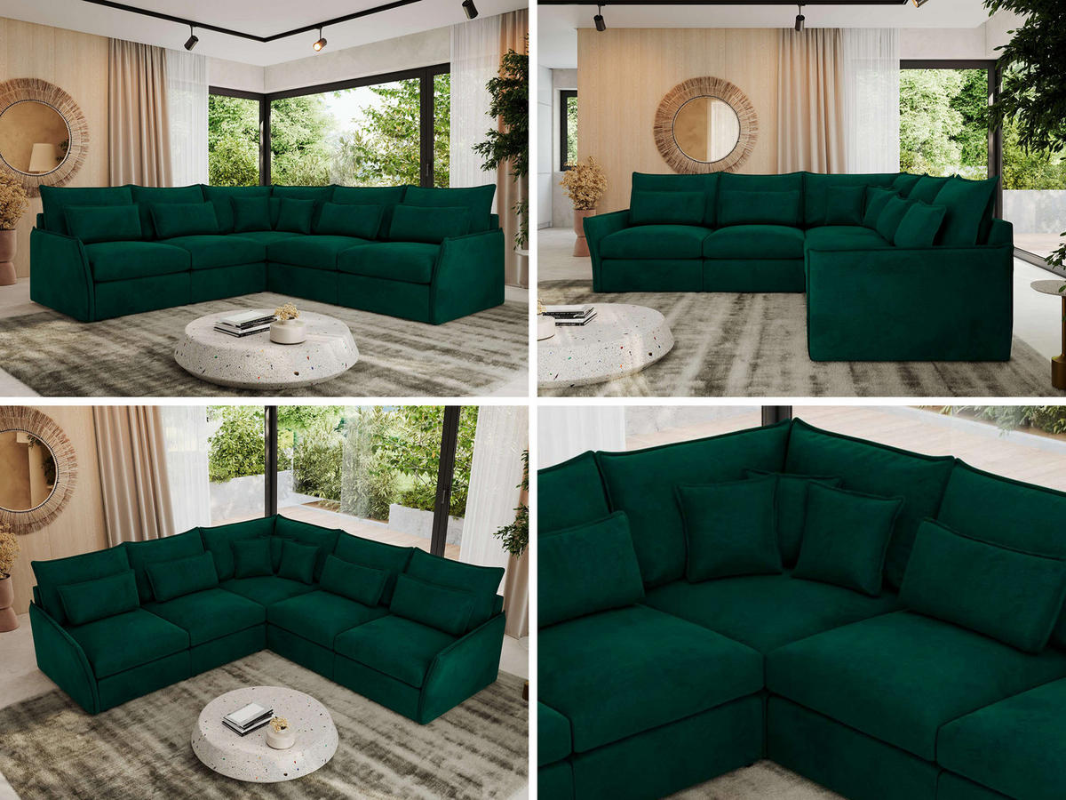 ECKSOFA VERSO L Dunkelgrün Velvet - Dunkelgrün/Schwarz, Kunststoff/Textil (270/270cm) - MKS