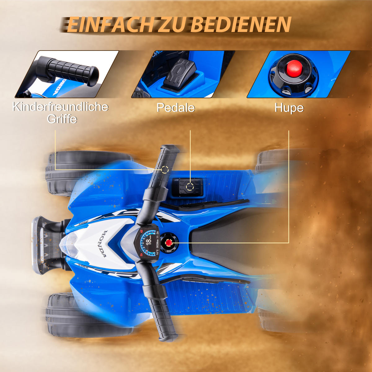 KINDERQUAD - Blau, Kunststoff/Metall (65.5/38.5/43.5cm) - AIYAPLAY