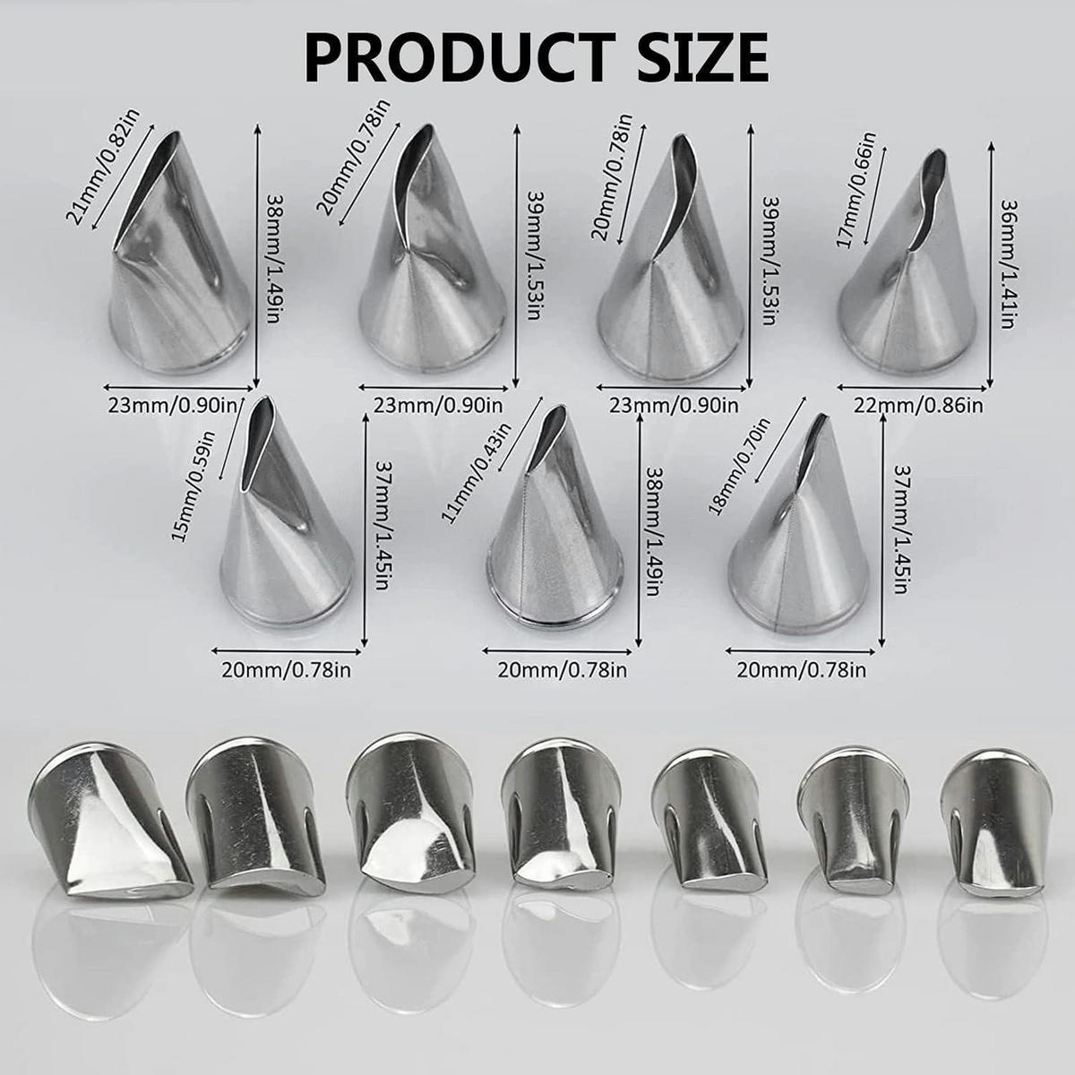 SPRITZTÜLLEN Set 7-teilig Edelstahl - Silberfarben, Metall (2.3/2.3/3.9cm)