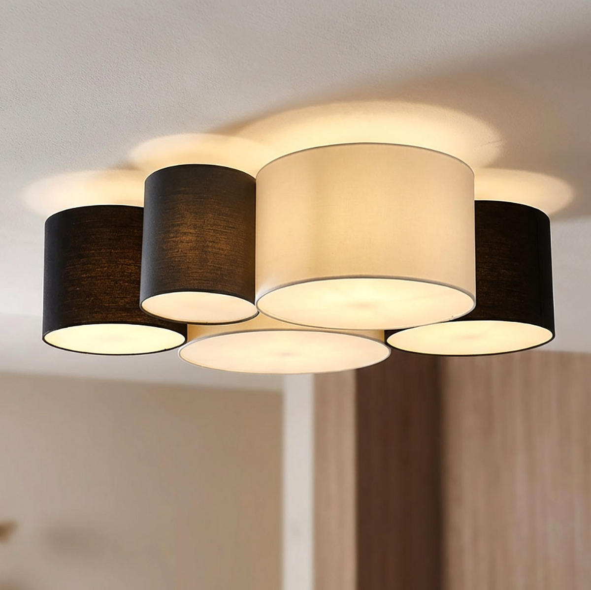 DECKENLEUCHTE Metall Textil Schwarz - Schwarz, Metall (90/76/26cm) - Globo Lighting