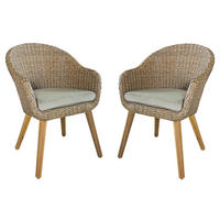 GARTENSTUHL 2er Set Malaga mit Auflage Gartenstühle - Cognac, Holz (66/84/62cm) - DELUKE