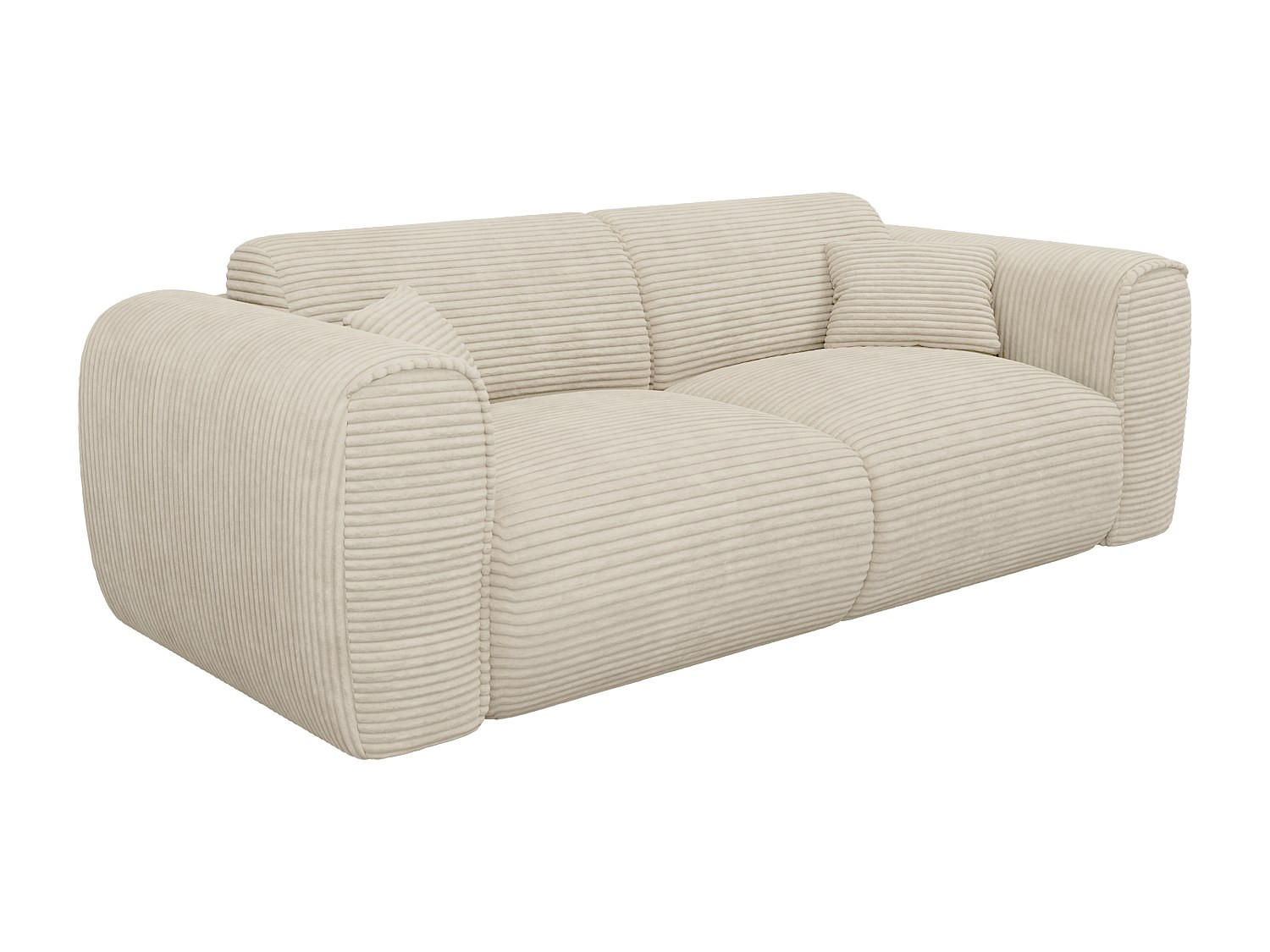SOFA 3-Sitzer mit Matratze - Cord - Beige - POGNIA - Beige, Textil (216/73/100cm) - Vente-Unique