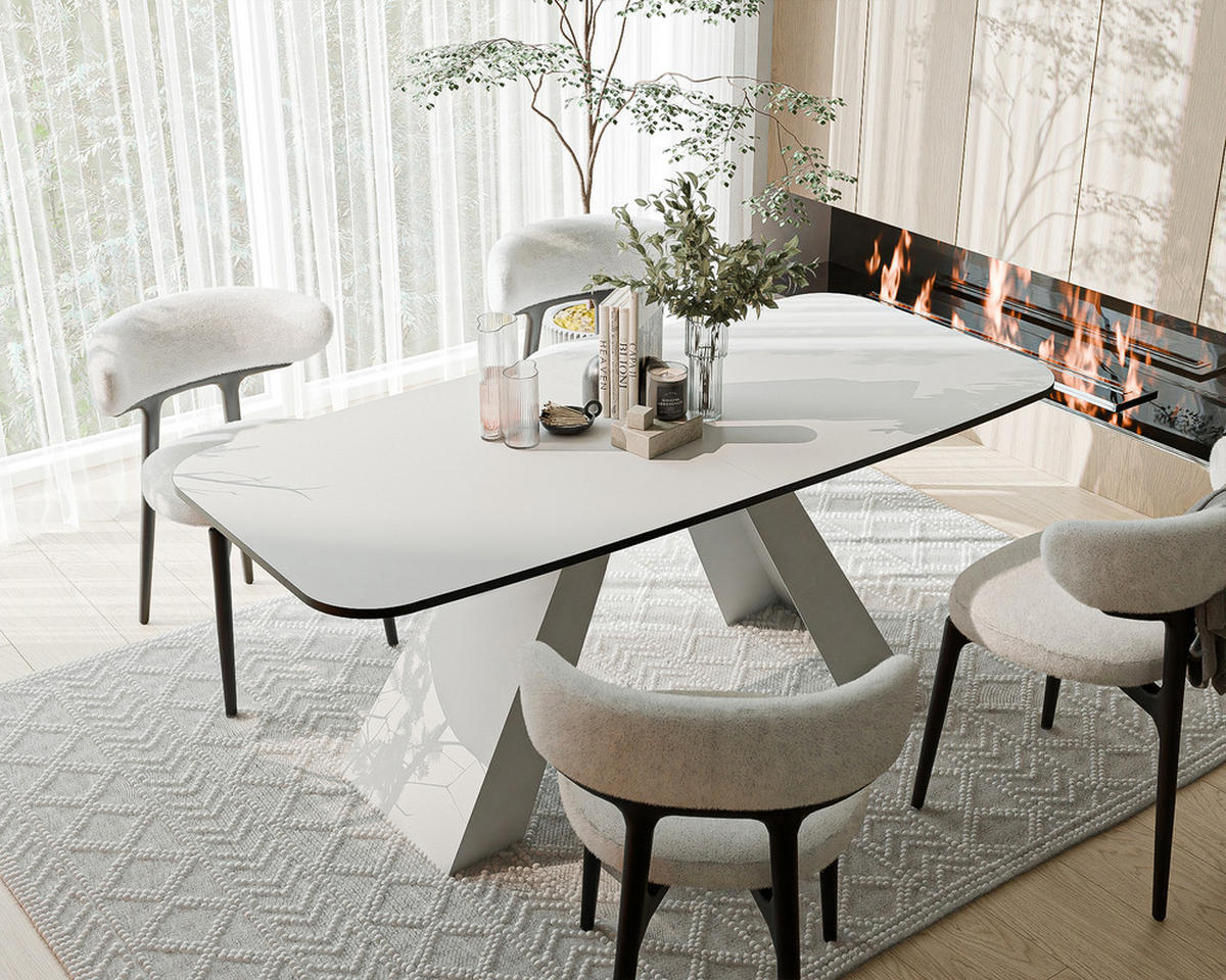 AUSZIEHTISCH ZENITH 180/90/76 cm mit Metallgestell, Weiß - Weiß, Holzwerkstoff/Metall (90/180/76cm) - Idohome