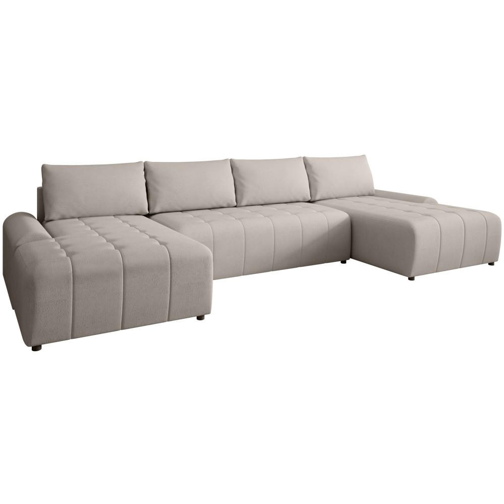 WOHNLANDSCHAFT Costa U Hellbraun, Velours - Hellbraun/Schwarz, Kunststoff/Textil (367/80/169cm) - Beautysofa