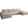 WOHNLANDSCHAFT Costa U Hellbraun, Velours - Hellbraun/Schwarz, Kunststoff/Textil (367/80/169cm) - Beautysofa