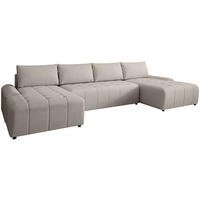 WOHNLANDSCHAFT Costa U Hellbraun, Velours - Hellbraun/Schwarz, Kunststoff/Textil (367/80/169cm) - Beautysofa