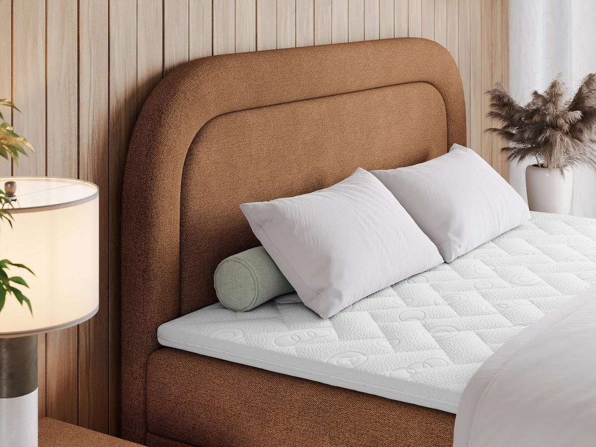BOXBETT EIRA 140/200 Orange Struktur - H4 - Silberfarben/Orange, Holz/Textil (140/200cm) - MKS