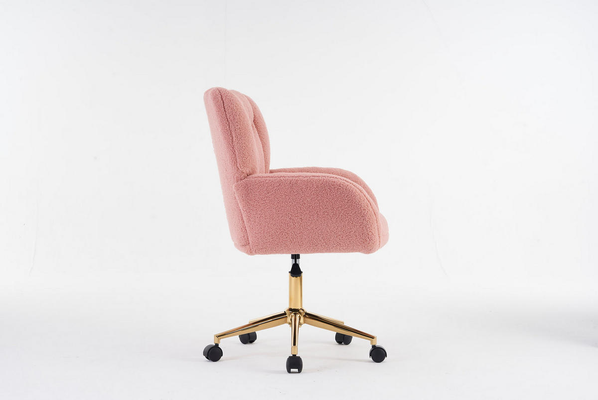 DREHSTUHL 64/62/92,5 cm in Rosa, höhenverstellbar mit Teddybezug - Rosa, Textil (62/92.5/64cm) - Flora Grace