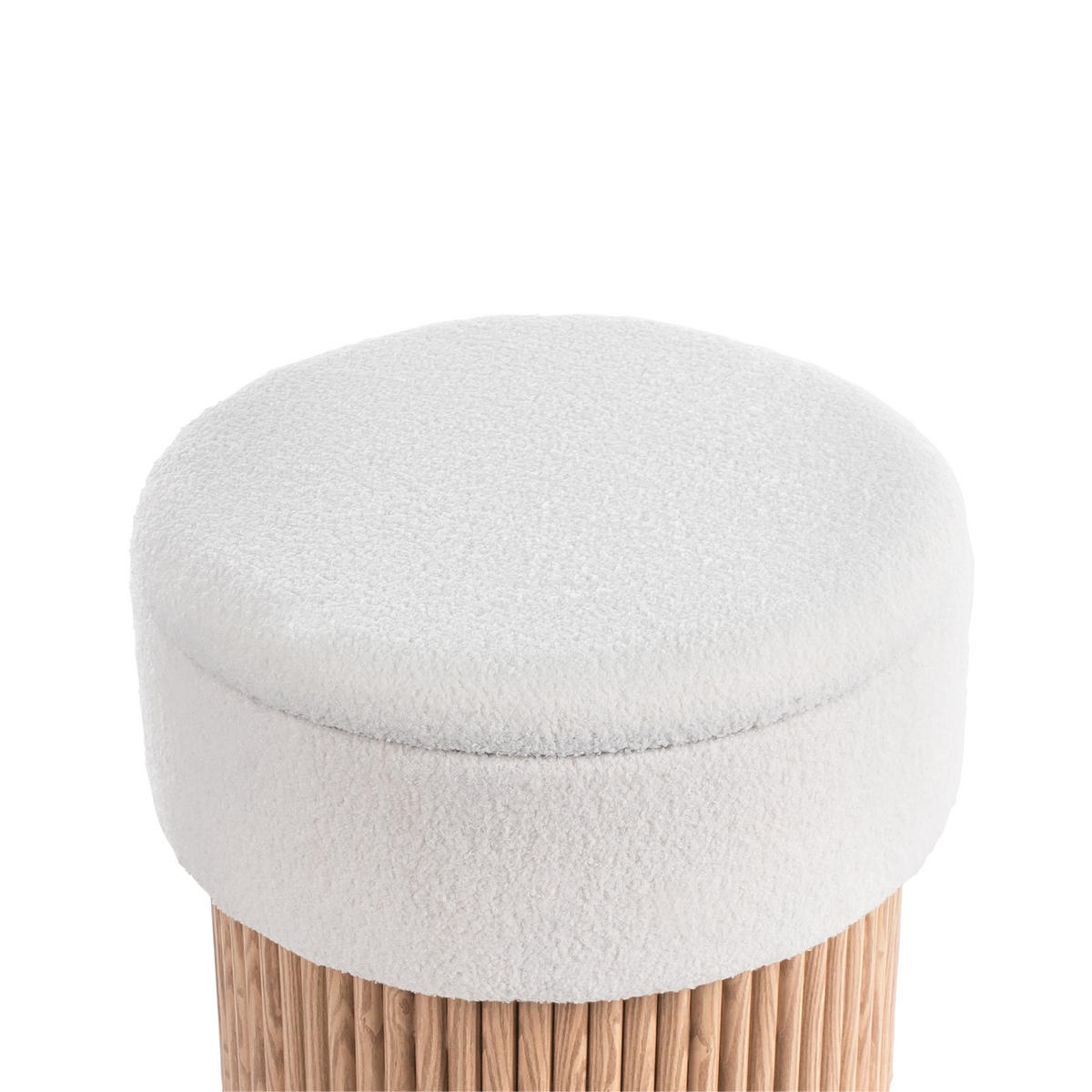 POUF mit Stauraum Bouclé Cremeweiß Richey - Weiß, Textil (50/46/50cm) - Beliani