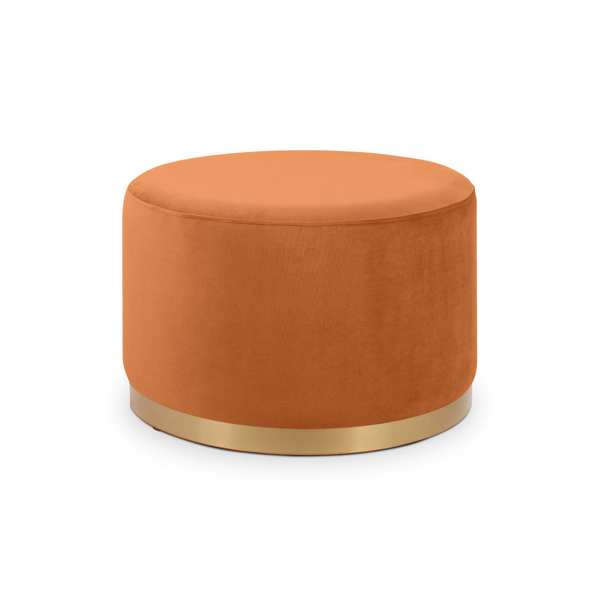 SITZPUFF Charlotte II Samt in gebranntem Orange und goldfarbenes Metall - Dunkelorange, Holzwerkstoff/Textil (60/40/60cm) - Sicaan