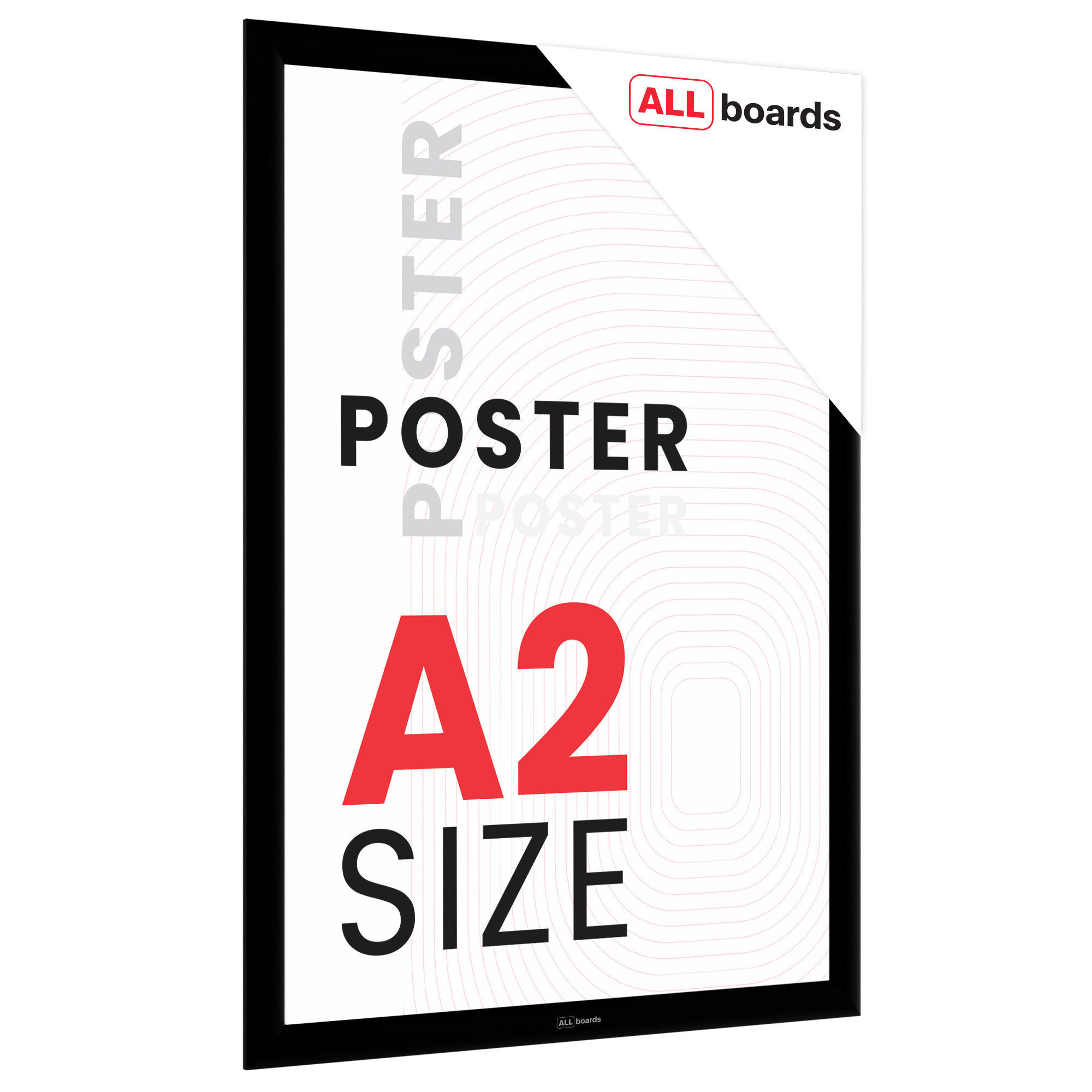 PLAKATRAHMEN, Klapprahmen A2-Format, Schwarz - Schwarz, Metall (42/59.4/2.5cm) - ALLboards