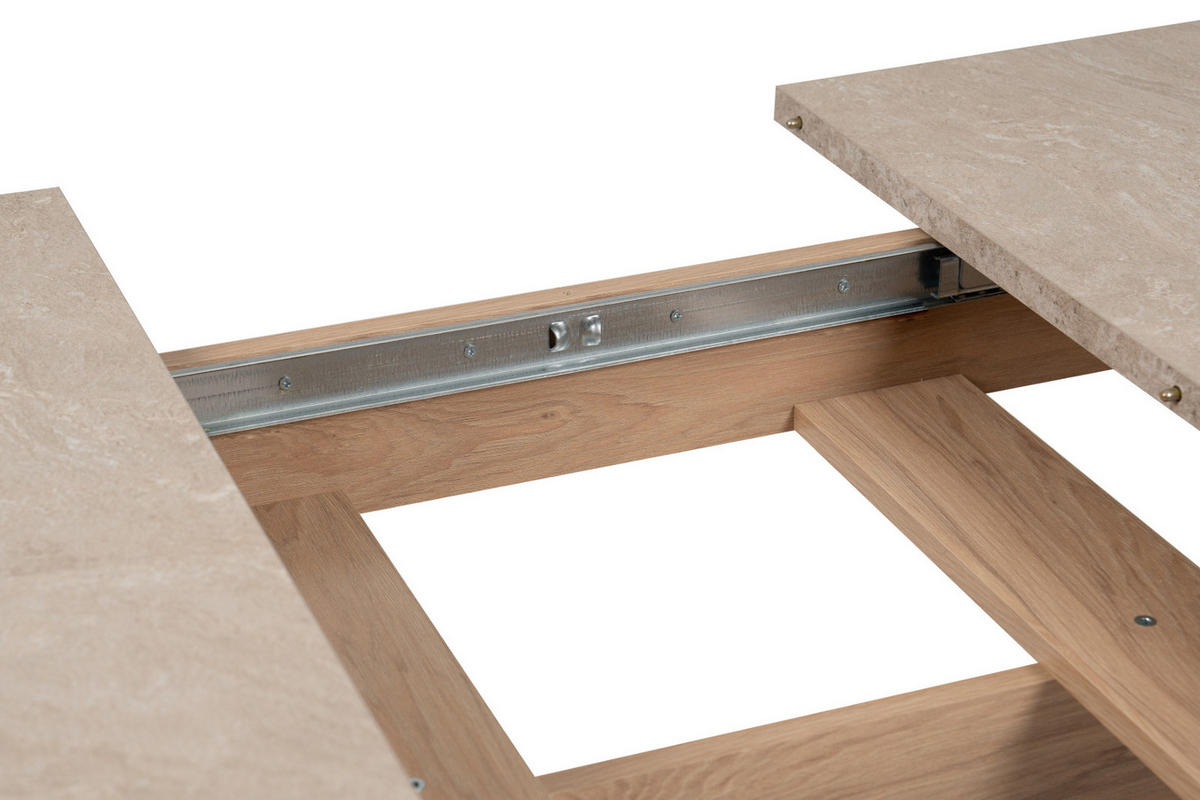 ESSTISCH Sandstein, Hickory Walnuss 160 - 200 cm, Küchentisch ausziehbar - Sandfarben/Walnussfarben, Holzwerkstoff/Metall (160/90/75cm) - Furn.Design