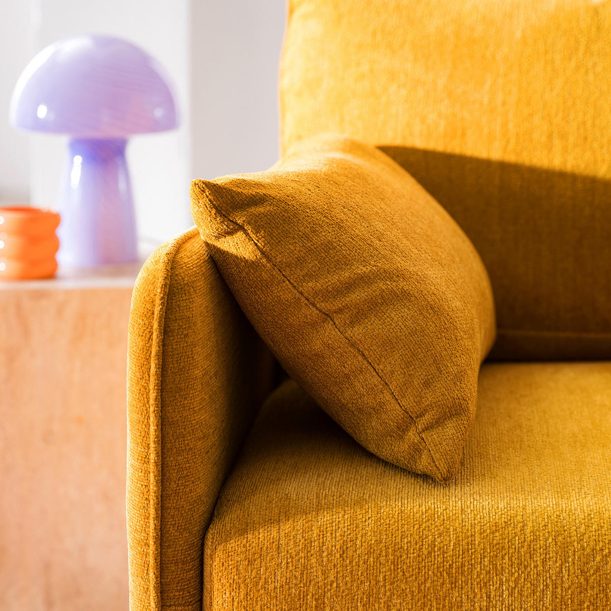 3-SITZER SOFA - Webstoff - Gelb/Schwarz, Textil (193/87/83cm) - home24