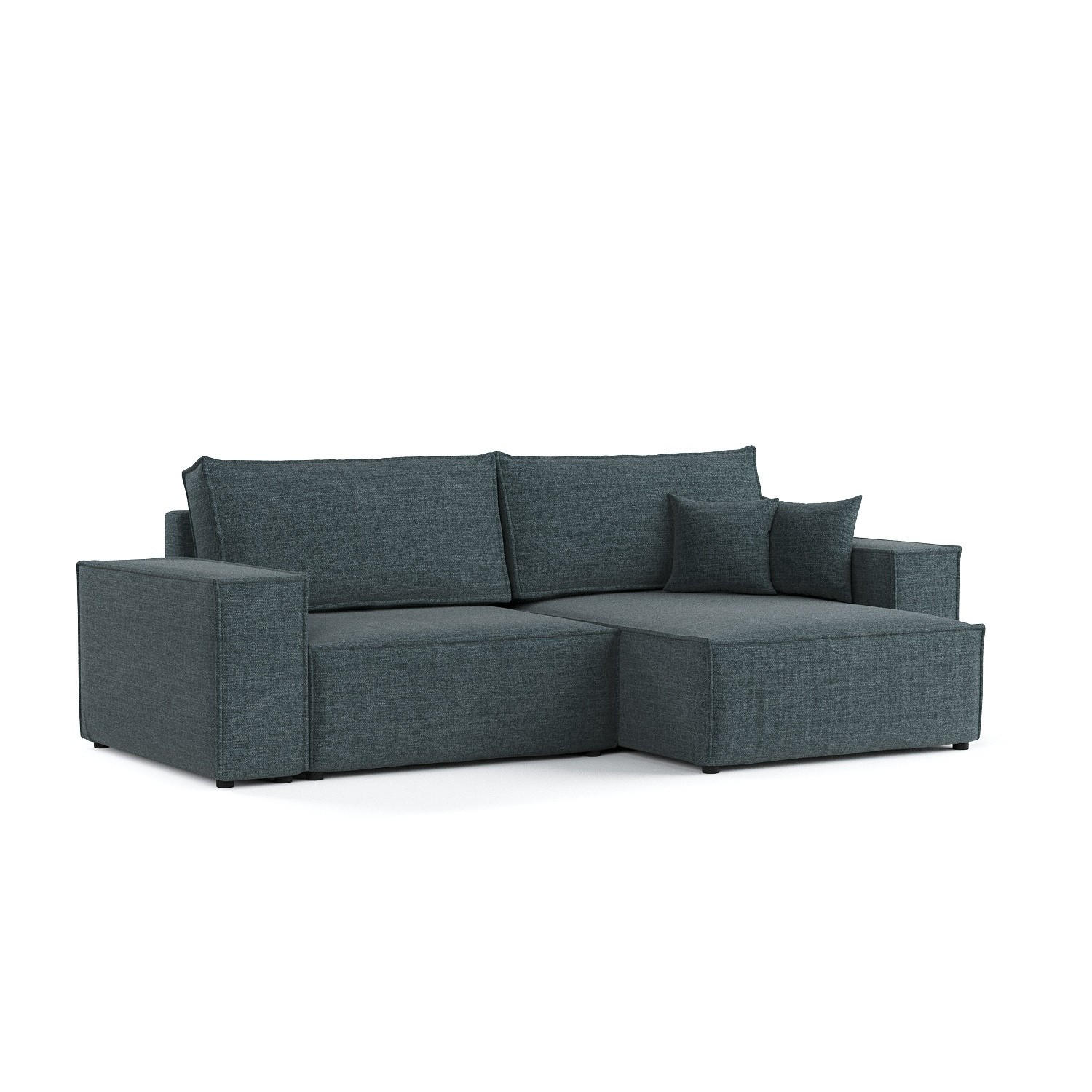 ECKSOFA CAVO mit Schlaffunktion Blaugrau im City Stoff - Blaugrau/Schwarz, Holz/Holzwerkstoff (255/148cm) - AltaBeds