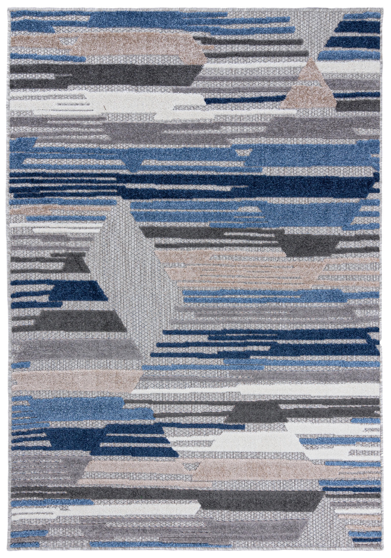 TEPPICH In-Outdoor Blau Abstract Grau - Kurzflor Rechteckig - 160 x 230 cm - Blau, Textil (160/230cm) - Mazovia