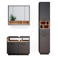 BADMÖBEL-SET Beatrice Anthrazit 3 Teile, mit Hochschrank - Anthrazit/Sonoma Eiche, Holzwerkstoff (80/64/40cm) - Vicco