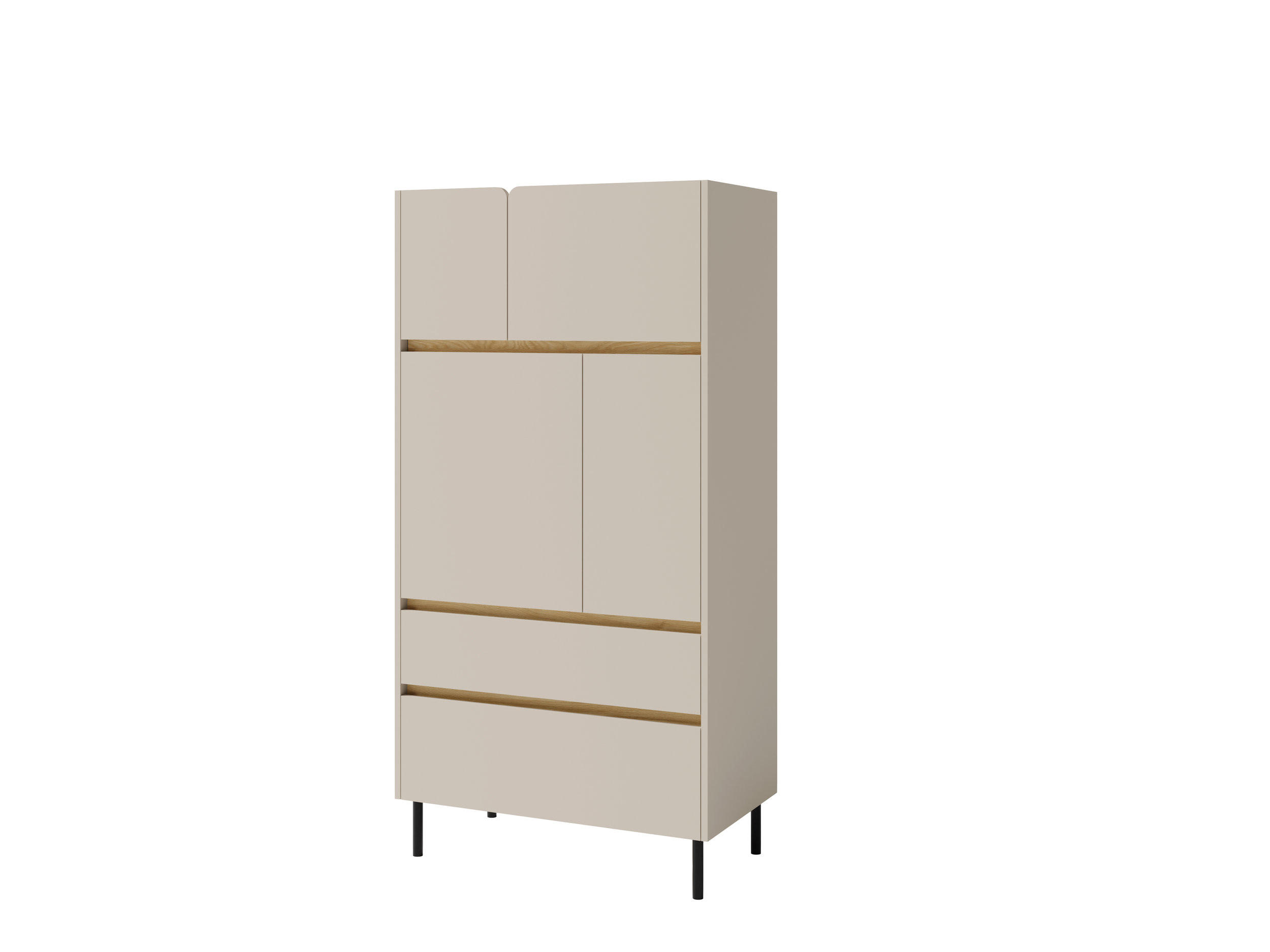 KOMMODE MURO 80/165/40cm mit 2 Schubladen 4 Türen Beige - Beige, Holzwerkstoff (80/165/40cm) - MASSENO