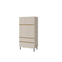 KOMMODE MURO 80/165/40cm mit 2 Schubladen 4 Türen Beige - Beige, Holzwerkstoff (80/165/40cm) - MASSENO