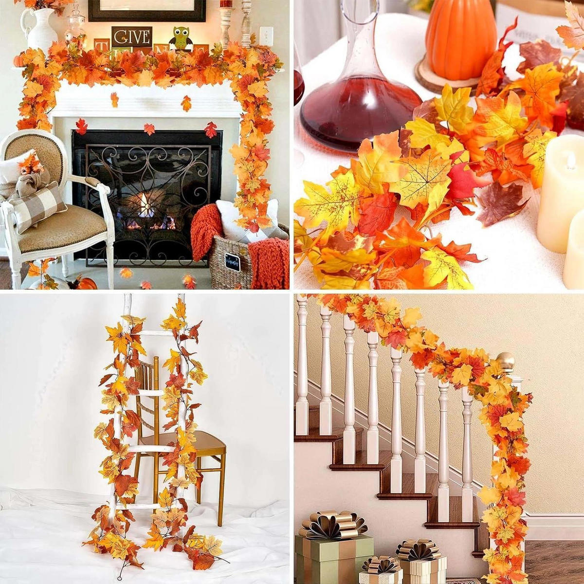 HERBSTGIRLANDE Ahornblätter 175 cm mit 2 Haken - Multicolor, Kunststoff (175cm)